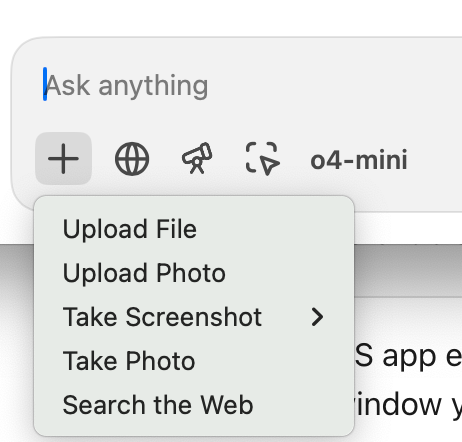 ChatGPT attachment menu showing the image-upload option