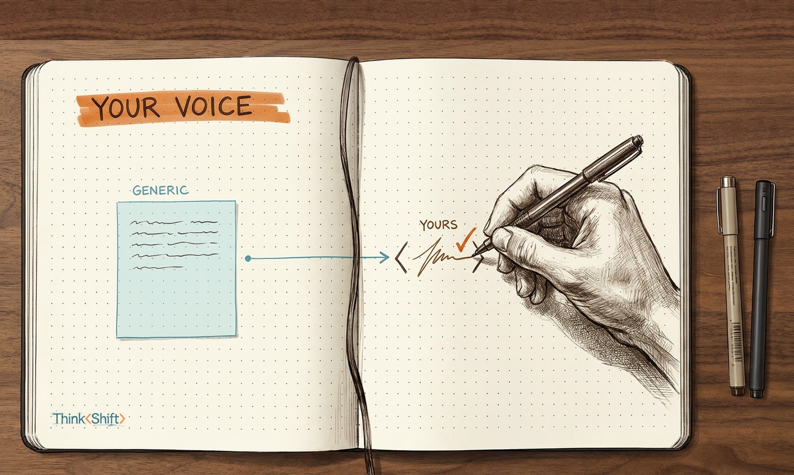 A hand writing in a field notebook, the page capturing a personal voice in ink.